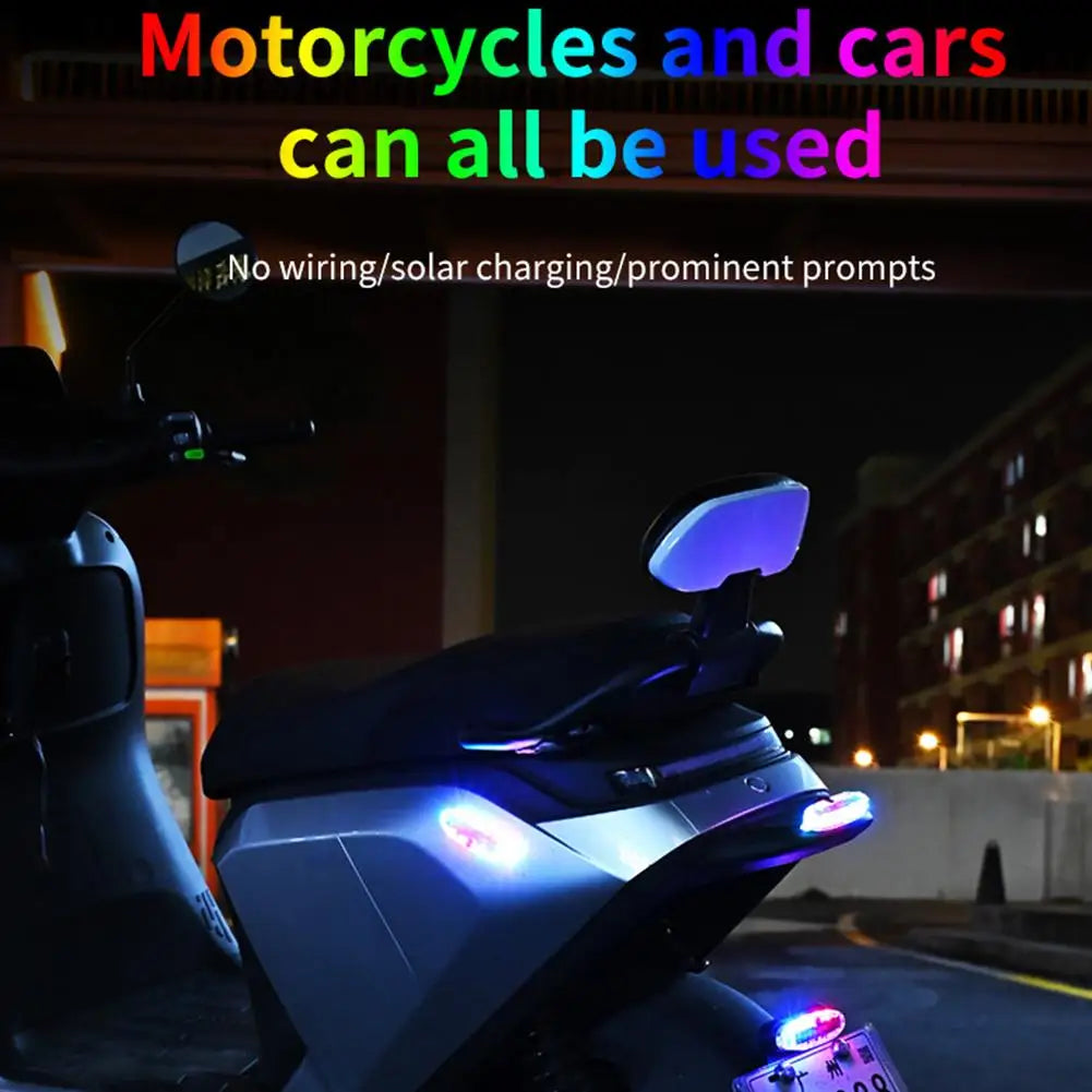 Solar LED Strobe Warning Light for Cars & Motorcycles