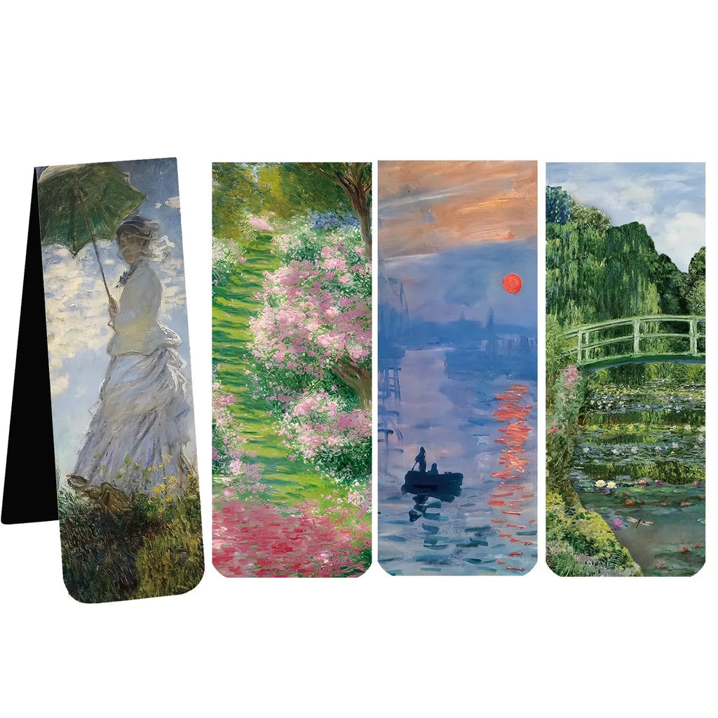 4Pcs Magnetic Bookmarks with Magnet Book Markers Page Clip for Students Teachers School Oasis Select Monet 4PCS