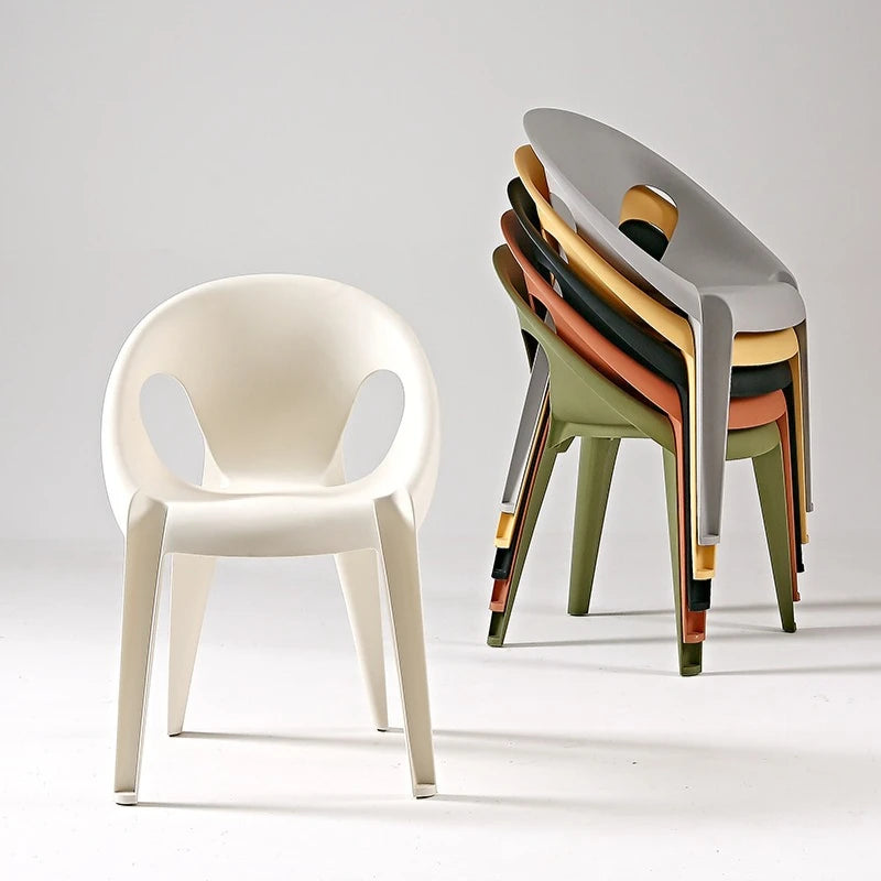 Hollow chair simple light luxury Nordic backrest chair outdoor home thickened casual dining chair rattan chair balcony stool Oasis Select