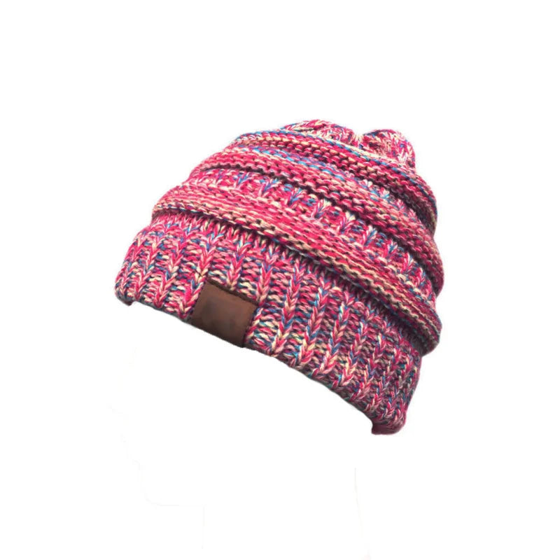 Colorful Knitted Hat, Empty Top, Fashionable Ponytail Hat, Autumn and Winter 3-Color Dome, Casual and Versatile Oasis Select