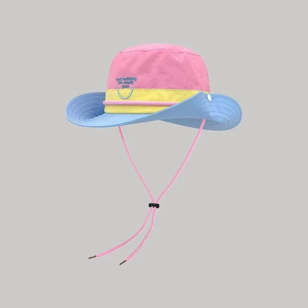 New Retro Big Brim Bucket Hat Quick-drying Lightweight Sun Protection Hat Dopamine Color Hiking Cap Summer Outdoor Oasis Select Pink