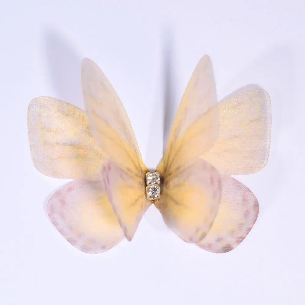 50Pcs 3D Organza Fabric Butterfly Appliques Double-layer Gradient Color Simulation Mesh Butterfly Patch Translucent Oasis Select 3-08