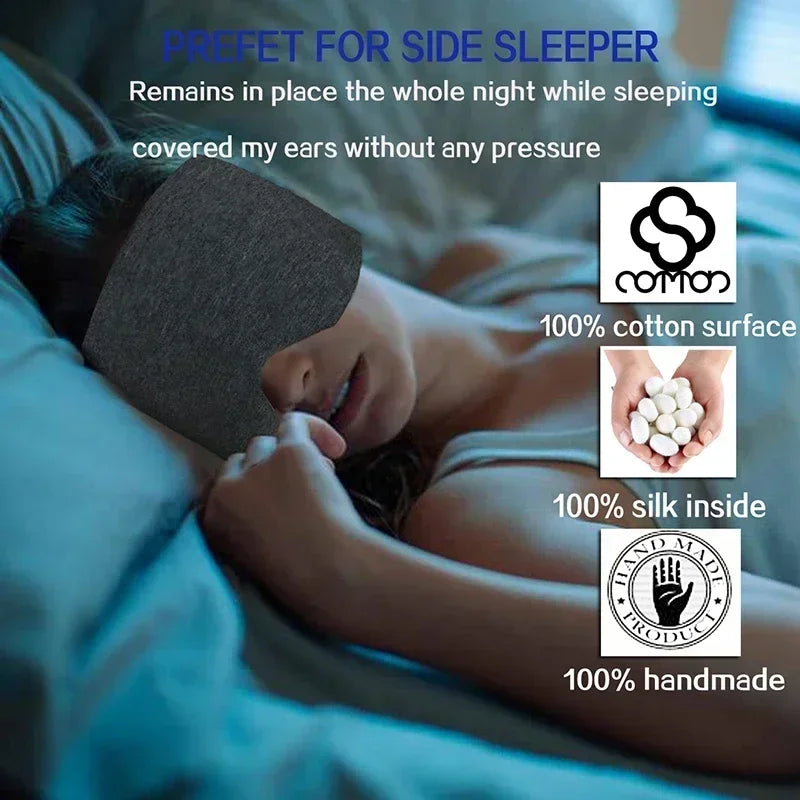 100% Handmade Cotton Sleep Mask Blackout for Side Sleeper,Soft Portable Blackout Eye Covers for Women Men Travel Eyepatch Oasis Select