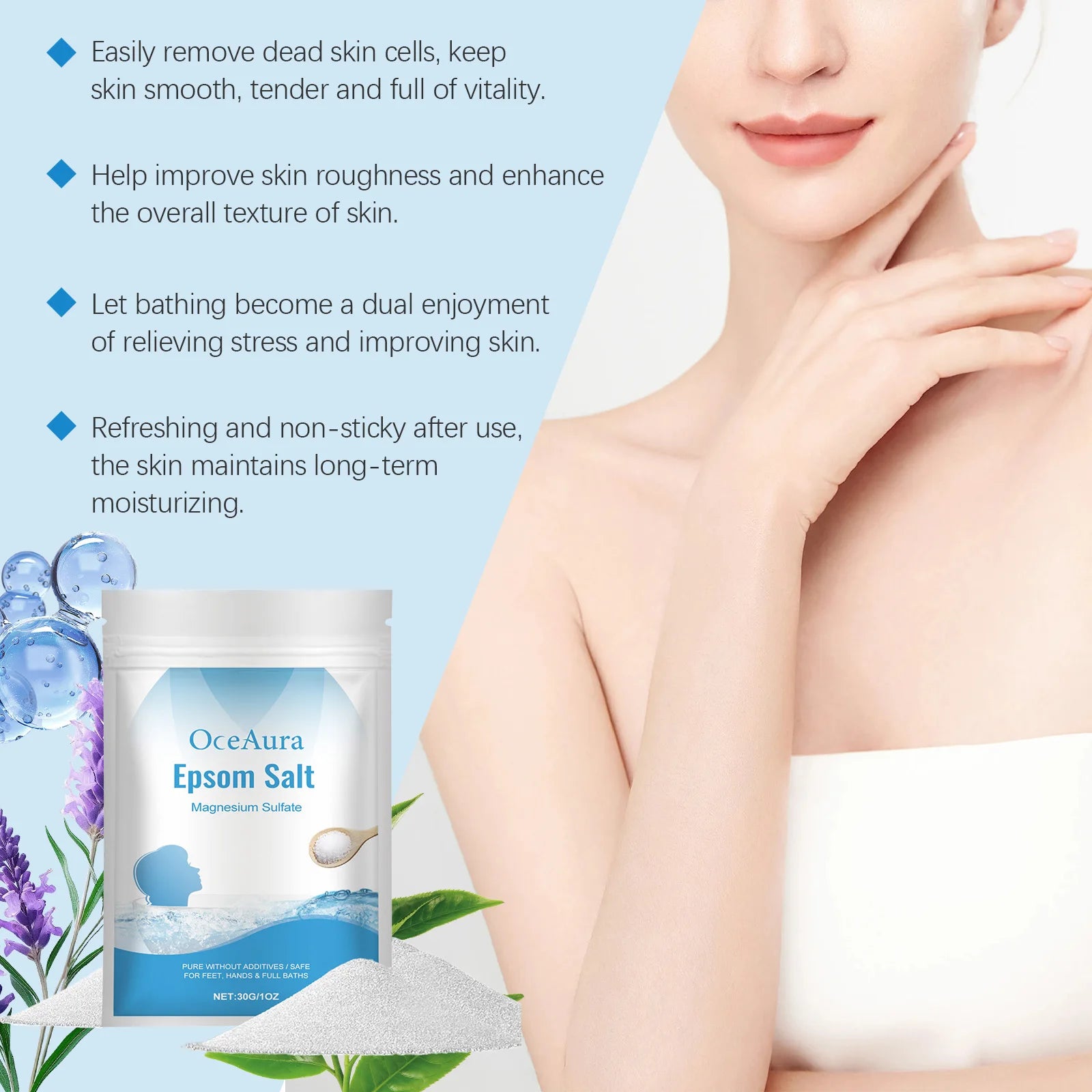 Bath Salt Spa Exfoliating Dead Skin Removal Improve Roughness Smoothing Cleansing Skin Body Wash Soothing Moisturizing Skin Care Oasis Select