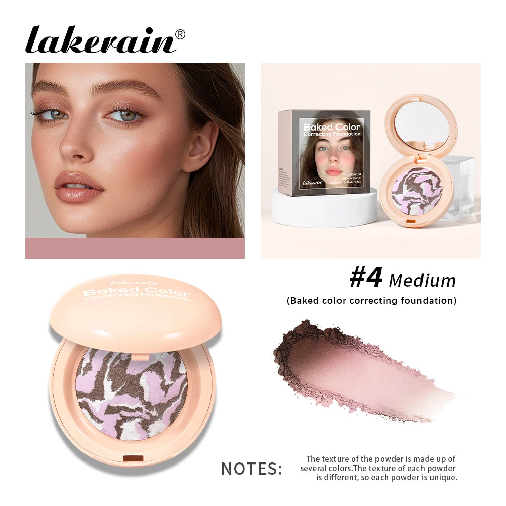 Demi Matte Natural Finish Baked Brighten Color Correcting Powder Foundation Buildable Light to Coverage Oil Control Makeup Oasis Select 4