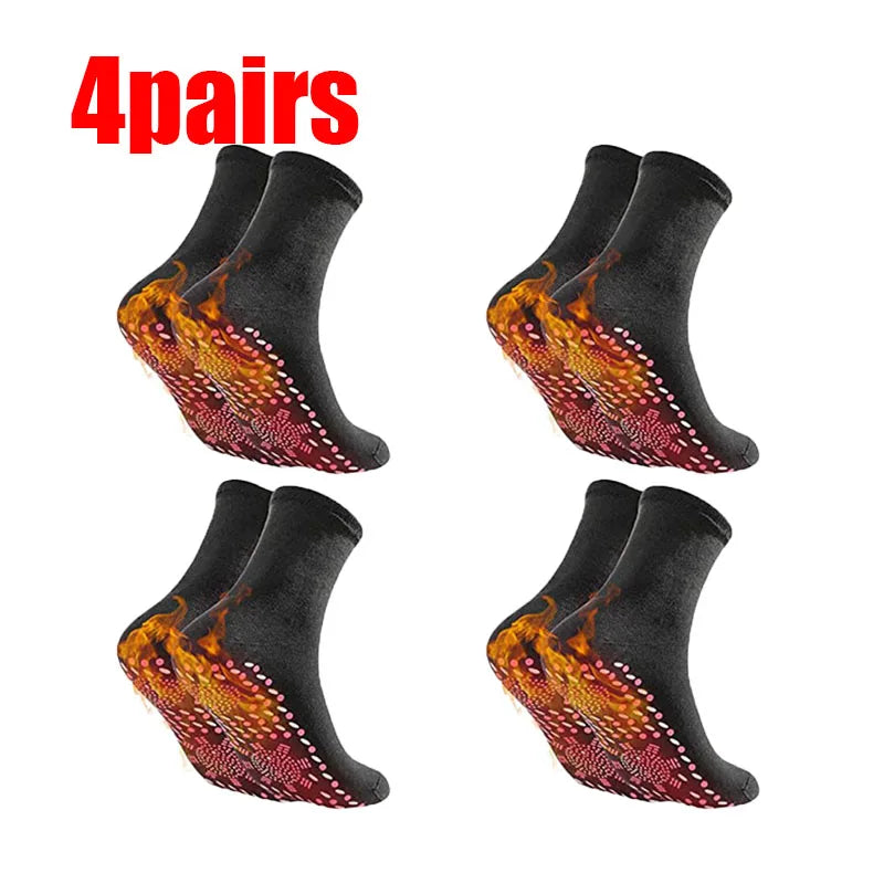 1/2/3/4/6Pairs Self-Heating Shaping Socks Pain Relief Whole Foot Thermal Socks Tourmaline Cold-Resistant for Men Women Outdoor Oasis Select 4pairs Black One Size