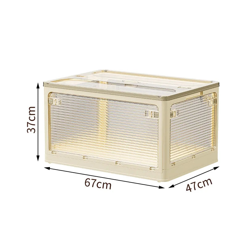 Cream wind folding storage box Bedroom multi-functional storage box Free stacking Large capacity transparent visual storage box Oasis Select Section B