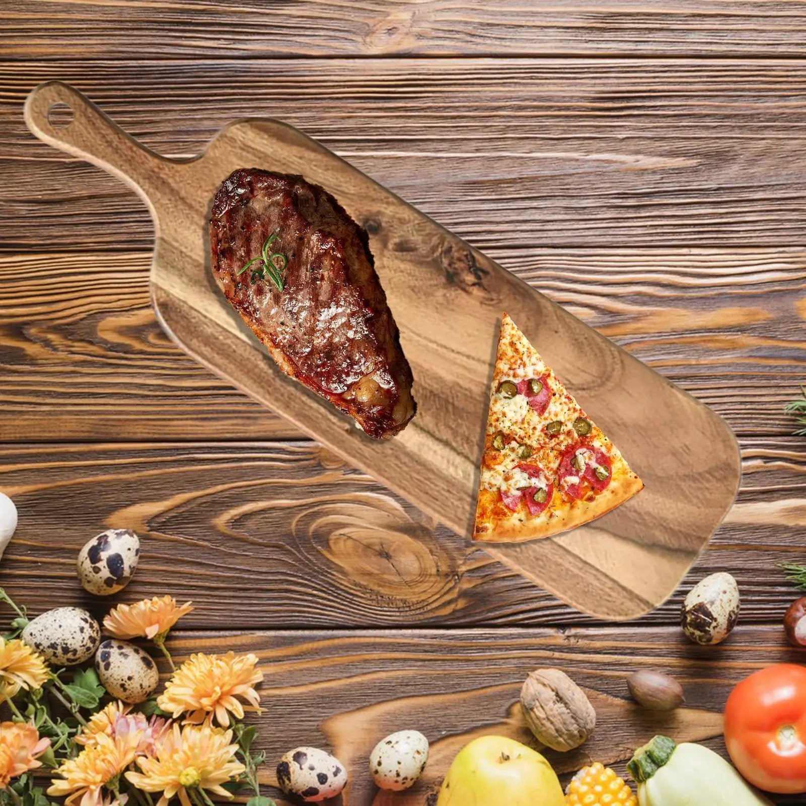 Wooden Cutting Boards for Kitchen Wooden Charcuterie Board with Handle Double-Sided Serving Plates for Kitchen Cheese Commercial Oasis Select