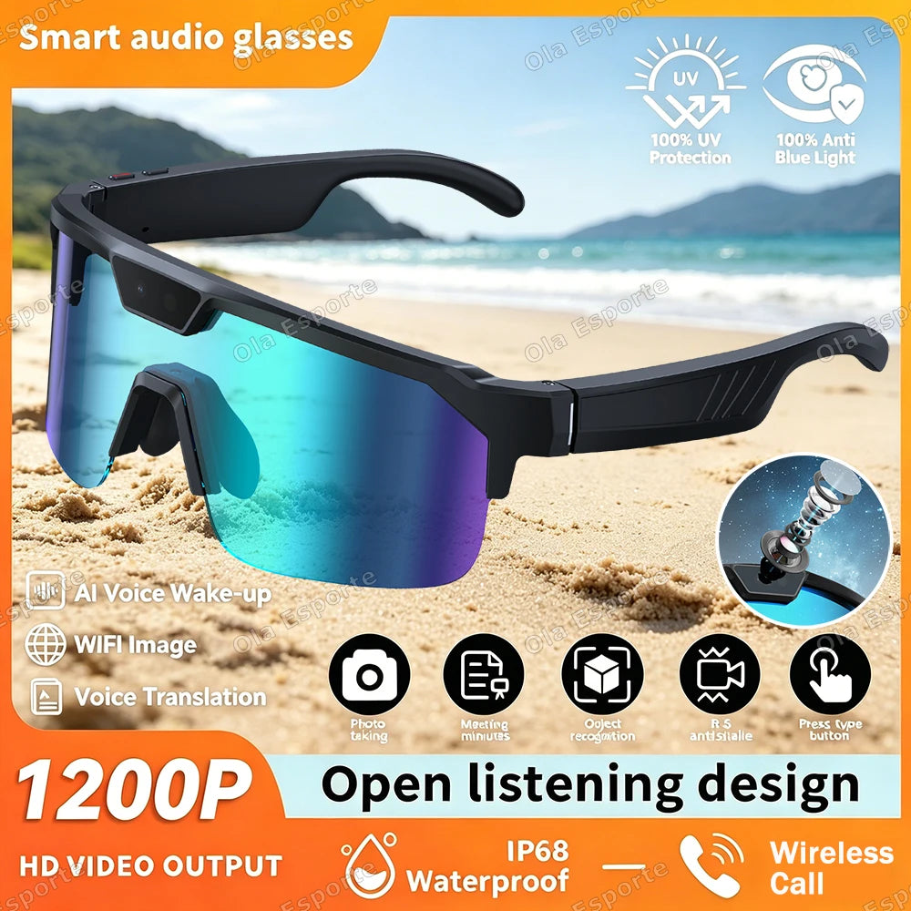 AI Smart Glasses 8MP Camera Bluetooth Translation | Ola Esporte