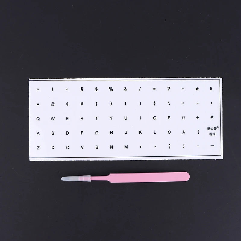 German Tear-Off Film Keyboard Sticker With Tweezers Desktop Laptop Key Sticker Single Film Universal Transparent Sticker Oasis Select Black