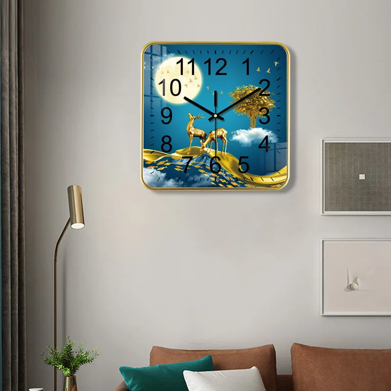 New Square Wall Clock Modern Fashion Light Luxury Wall Clock Mute Living Room Bedroom Quartz Clock Oasis Select 8 35cm X 35cm
