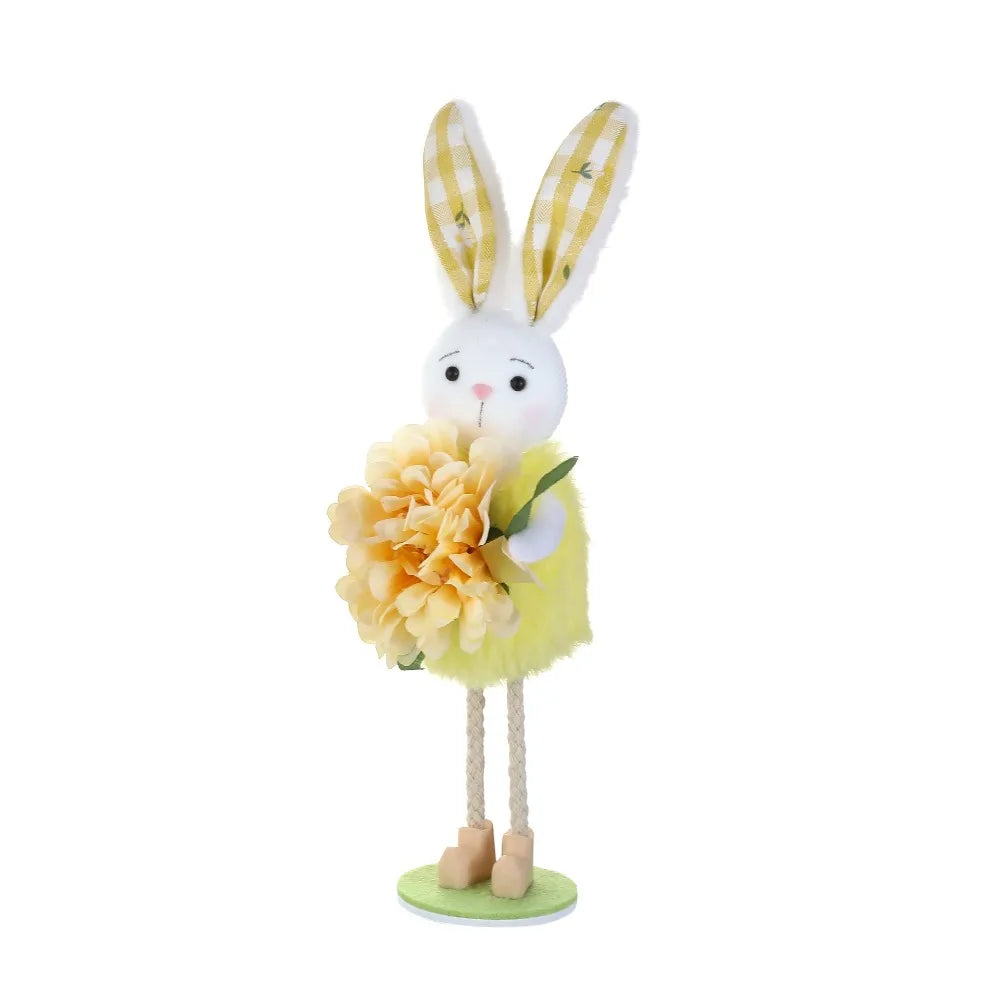 Easter Standing Bunny Figurine | Cartoon Flower Rabbit Ornament