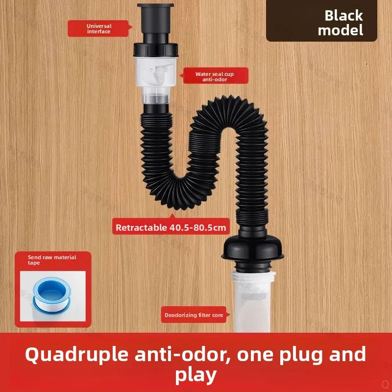 P-Trap Kitchen Sink Deodorant Set Launch Pipeline Deodorizing Filter Sink Strainer Hose Drain Pipe Plumbing Kitchen Accessories Oasis Select B