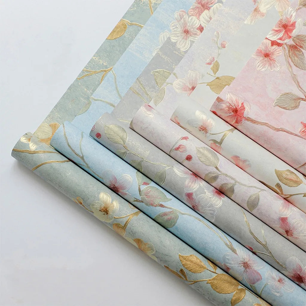 10piece 53cm Advanced Embossed Gilded Flower Paper Atmosphere Art Paper Bouquet Wrapping Floral Paper Gifts Flower 3D decor Shee Oasis Select