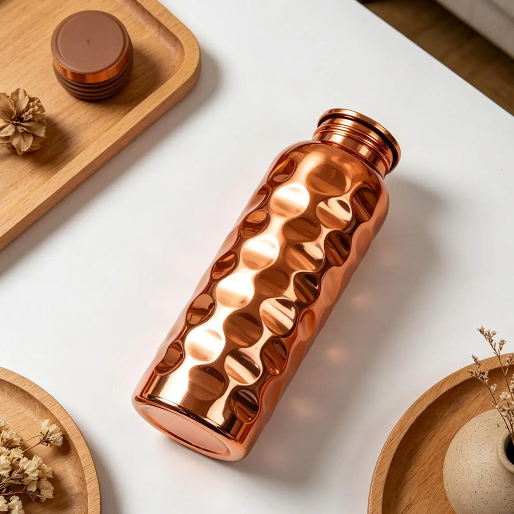 1000ml Copper Drinking Bottle Hammer Pattern Leakproof Sports Water Bottle Outdoor Cycling Gym Fitness Travel Drinking Cup Oasis Select