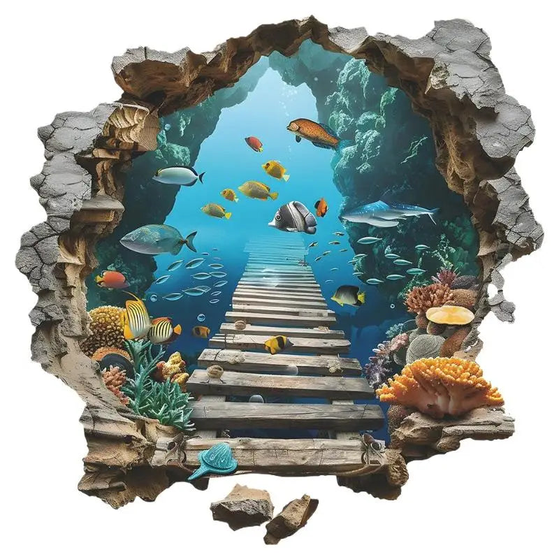 3D Underwater Wall Stickers – Kids Room & Living Room Décor