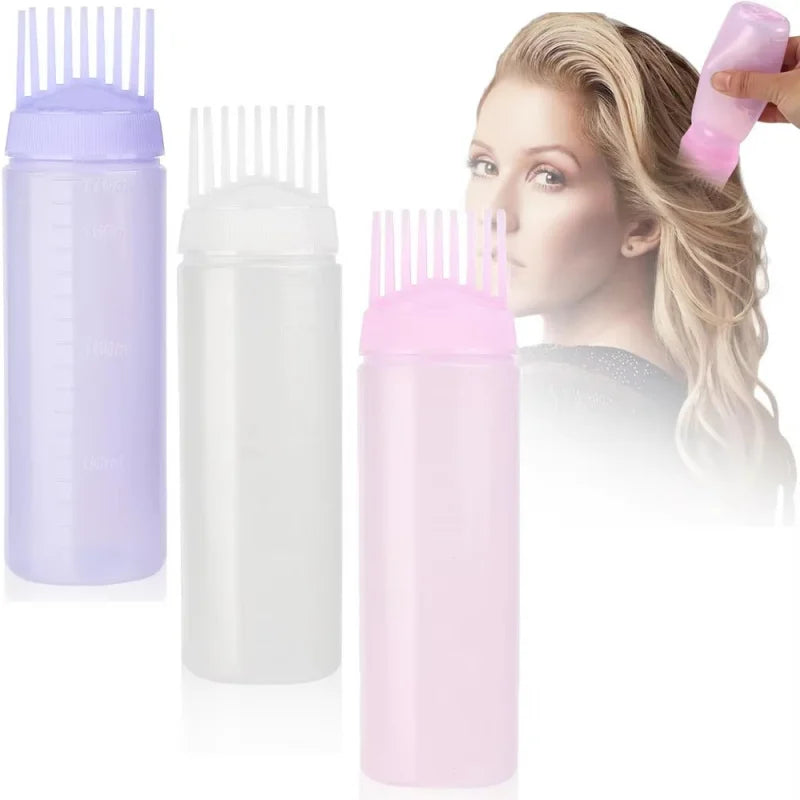 1/2/4pcs Hair Dye Refillable Bottle Comb Professional Salon Hair Oil Applicator Bottles Plastic Dispensing Hairdressing Styling Oasis Select