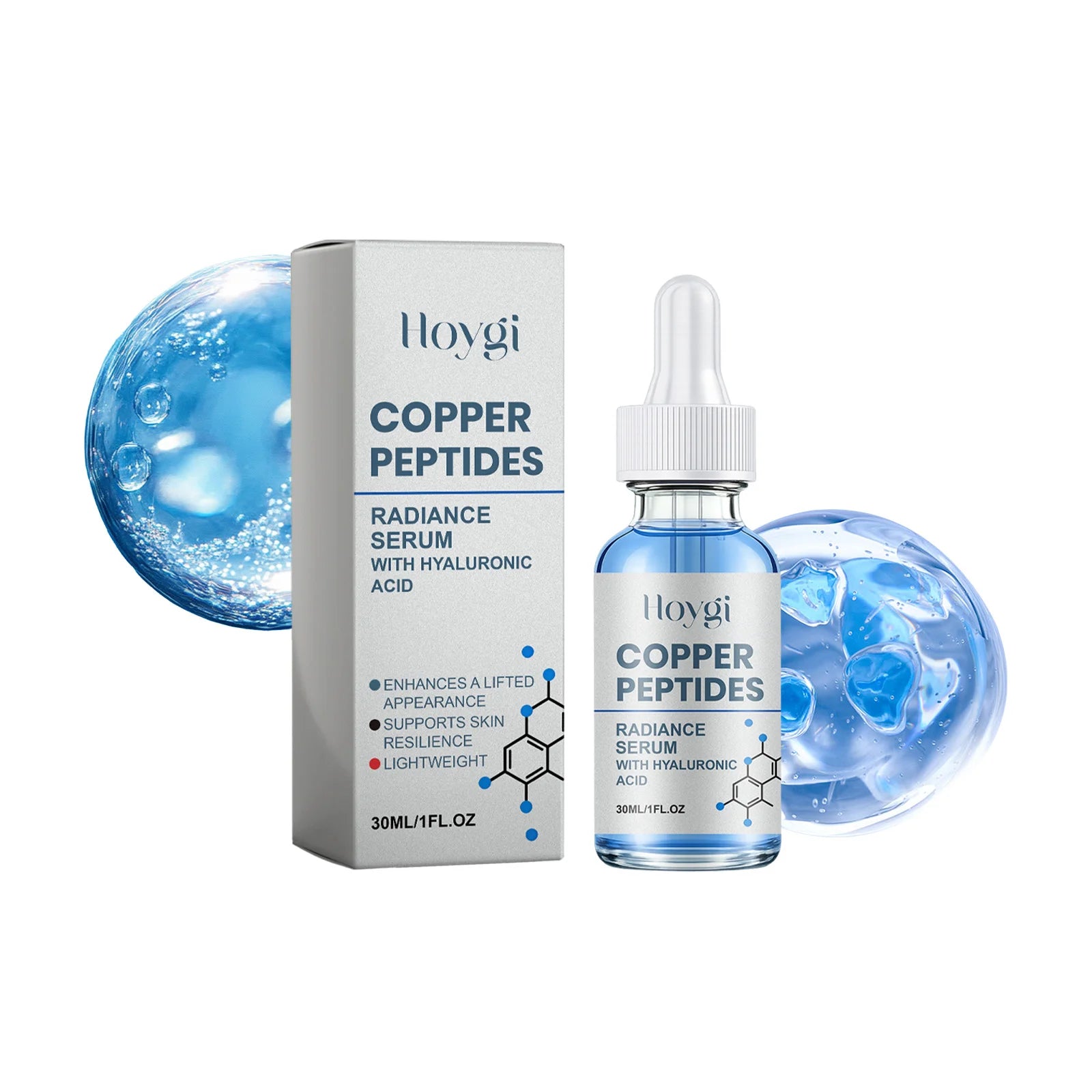 Copper Peptide Essence for Sensitive Dry Skin Moisturizing Brightening Firming Lifting Face Barrier Repair Renewing Face Serum Oasis Select 30ml boxed