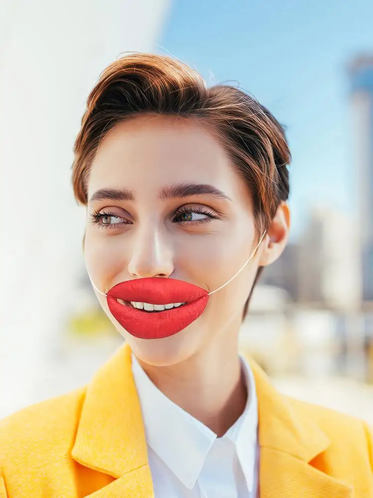 Big Red Lips Latex Mask – Halloween Prank & Party Photo Prop