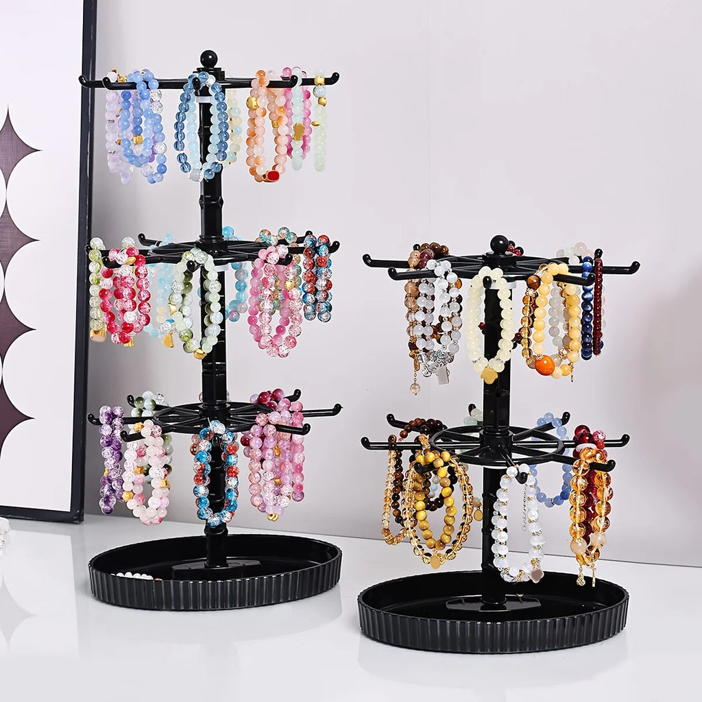 1pc rotatable 2-tier/3-tier jewelry display stand multi-functional hanging earringsrings bracelets watches accessories organizer Oasis Select
