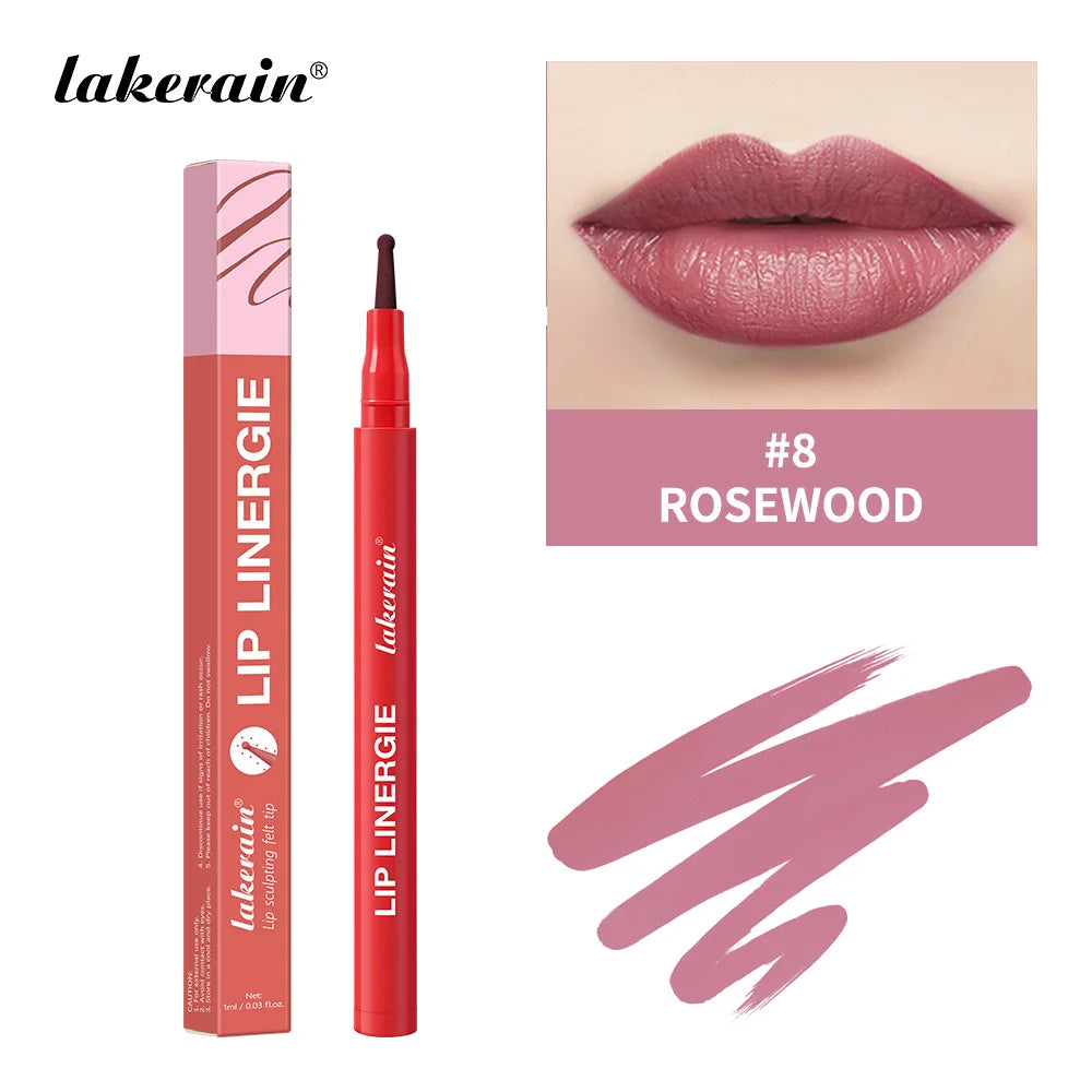 Lakerain Lip Liner Flexible Ballpoint Felt Tip Long Lasting Lip Liner Stain Waterproof No Transfer & Smudges 8 Color Lips Makeup Oasis Select ROSEWOOD