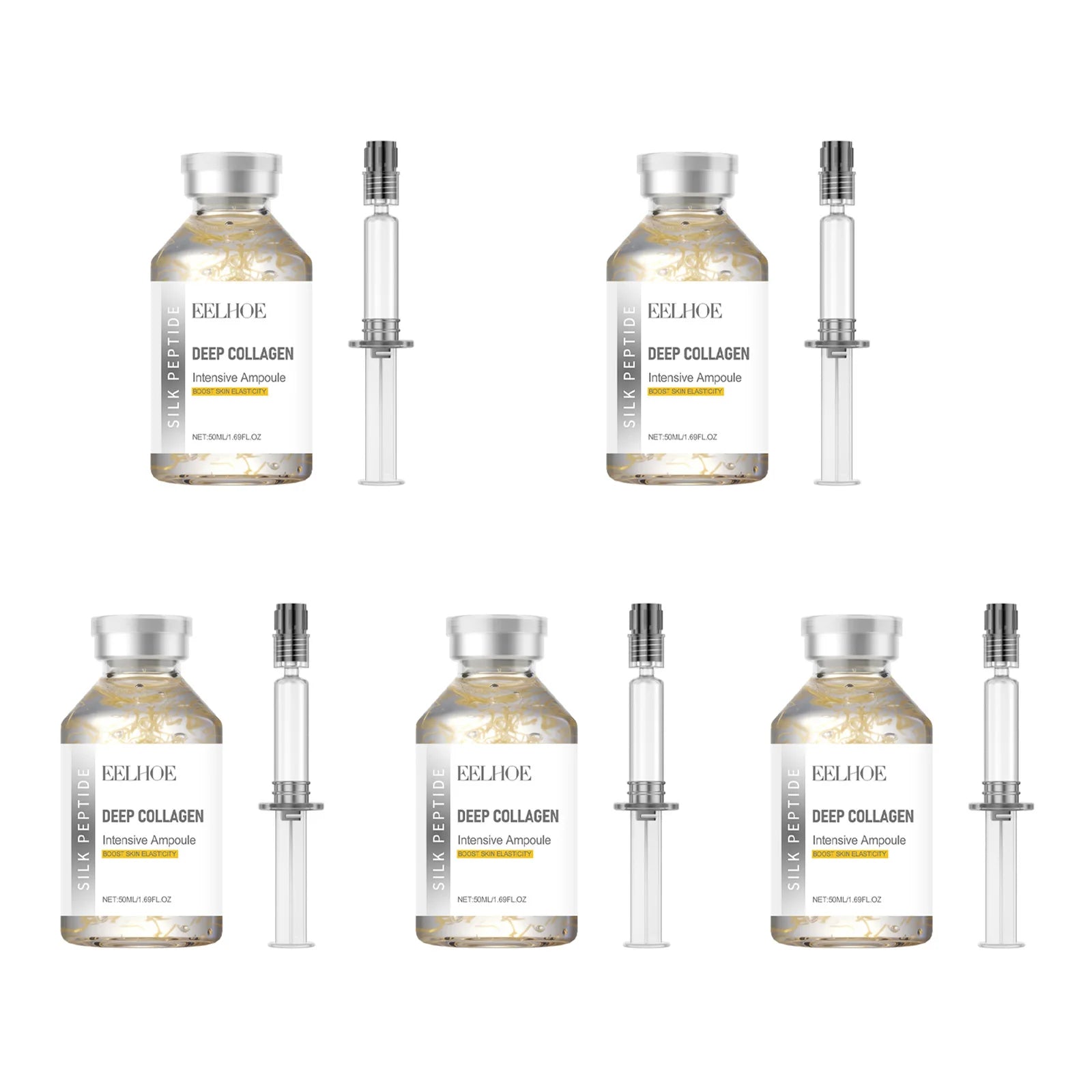 Silk Peptide Intensive Lifting Ampoule Deep Collagen Intensive Revitalizing Essence Face Tightening Smoothing Anti Aging Serum Oasis Select 5pcs
