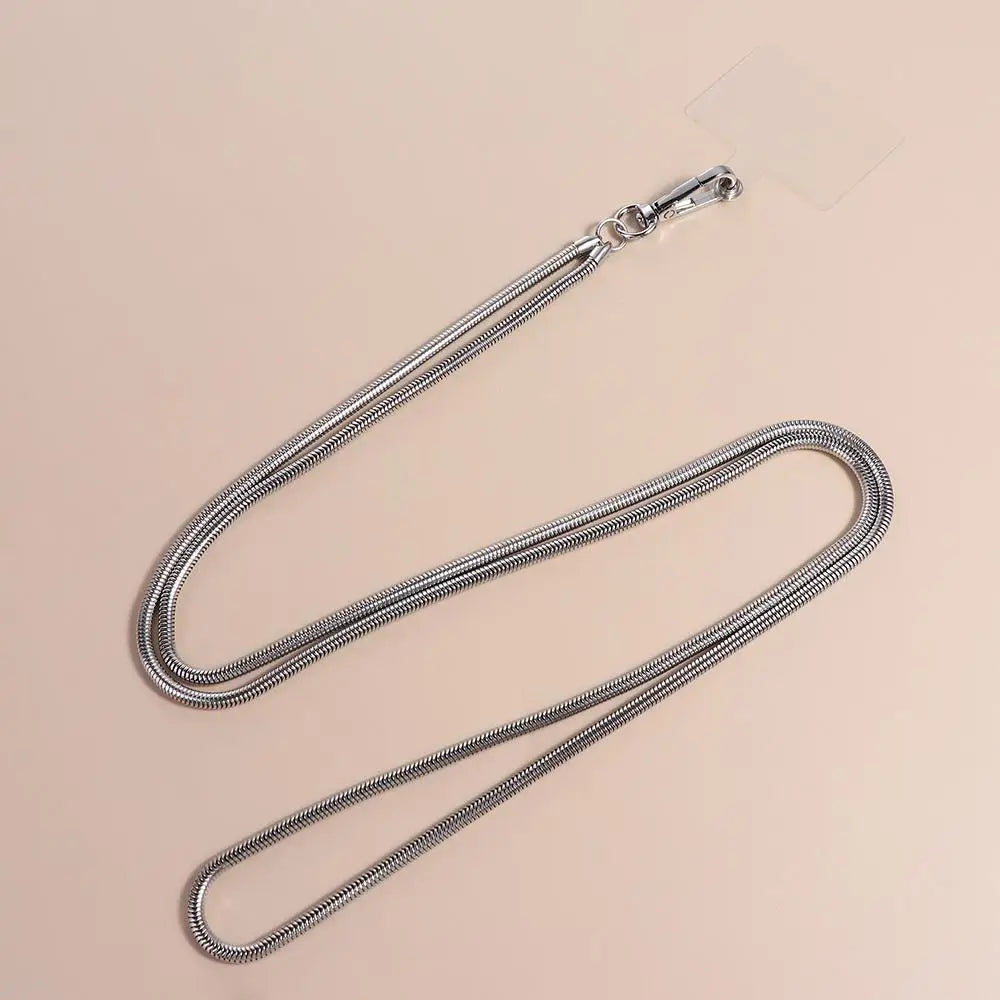 Long Phone Straps Anti-lost Lanyard Mobile Phone Accessories Crossbody Chain Metal for Women Phone Case Hanging Cord Oasis Select 4.2mm silver