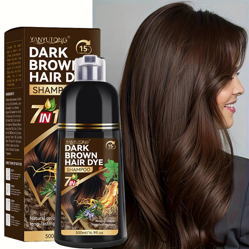 Unisex Adult 7-in-1 Hair Color Shampoo, Hair Color Foam, Plant-Based Hair Color, Easy Shampoo, Cover Gray Hair Oasis Select Dark brown