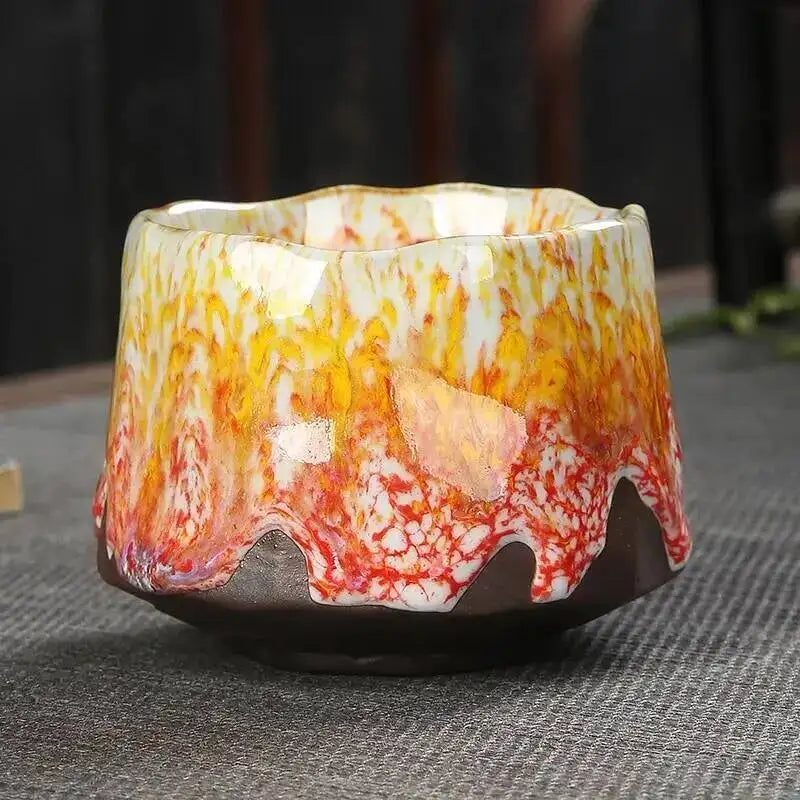 Japanese Coarse Ceramic Coffee Cup Handmade Tea Cup Kungfu Tea Cup Household Water Cup Oasis Select Red Zen Heart Cup