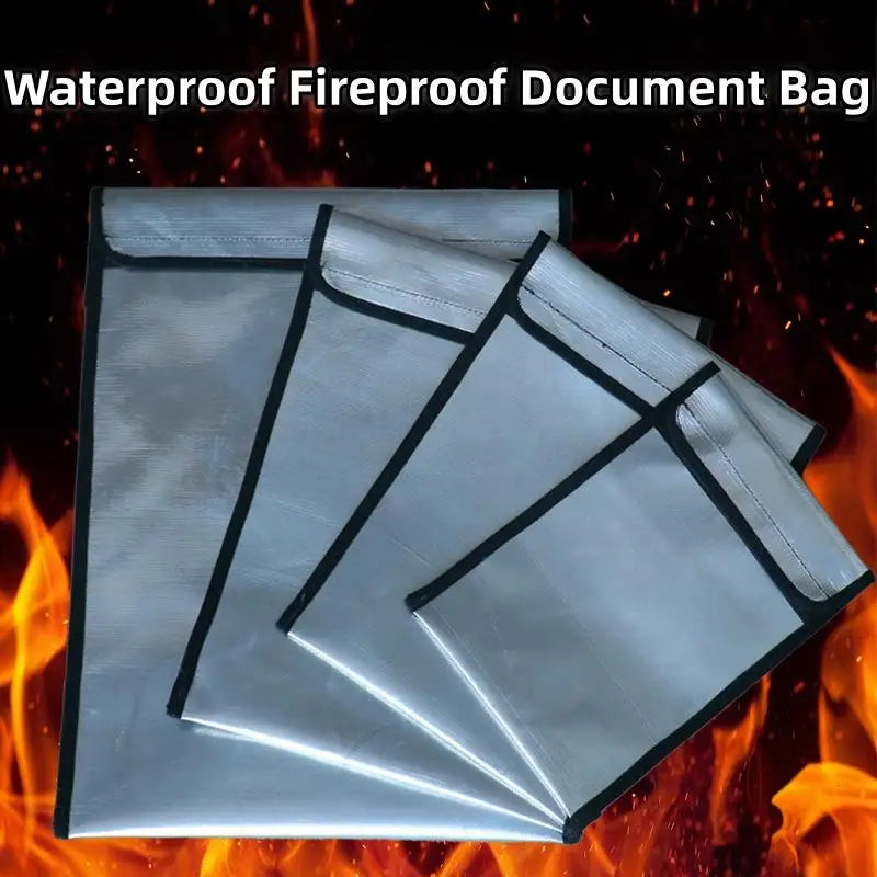 Waterproof Fireproof Document Bag Heat Resistant Large Capacity Safe Pouch for Valuables Cash Travel Emergency Home Use Oasis Select