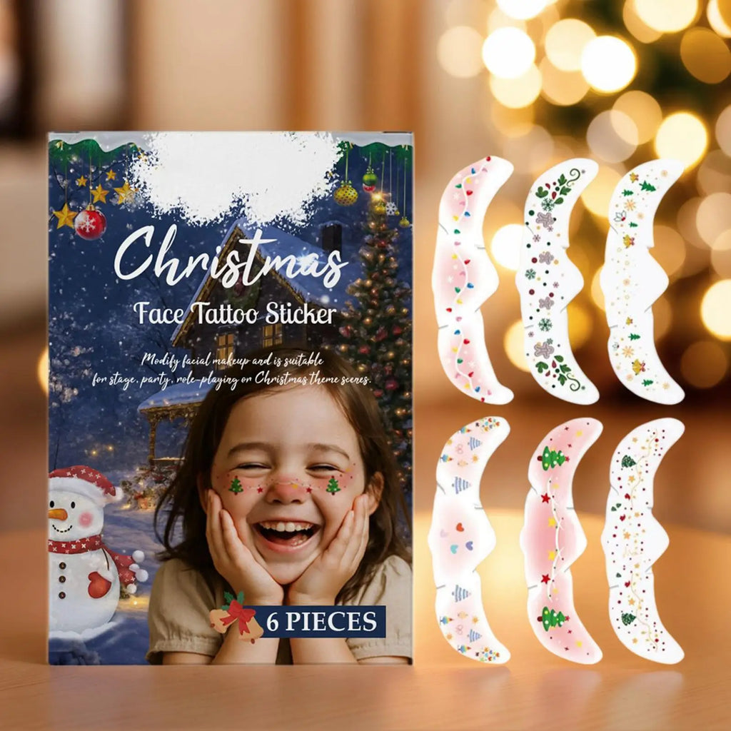 6pcs Christmas Tattoo Makeup Patches Fake Freckles Temporary Tattoo Stickers Face Tattoos Glittering Star Freckle Stickers Oasis Select