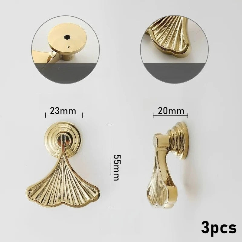 Pure Brass Light Luxury Pendant Drawer Yellow Antique Copper American Gold Cabinet Door Retro Antique Copper Single Hole Handle Oasis Select Bright gold 3pcs