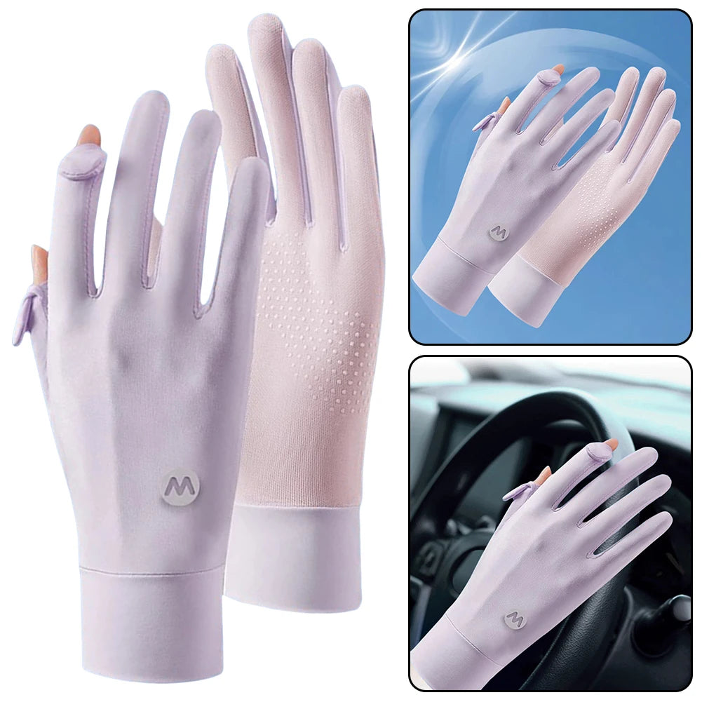 Women's UPF50+ UV Sun Gloves – Ice Silk Touchscreen Cycling UV Sun Protection Gloves Oasis Select