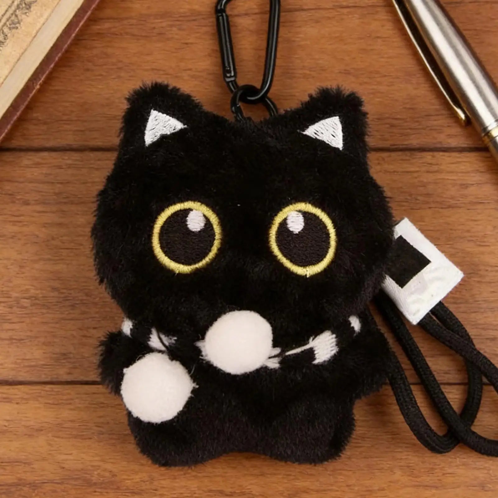 Cat Keyring Pendant Black Cat Plush Keychain Cute Bag Accessory for Kids Adults Backpack Handbag Travel Commuting Birthday Oasis Select