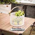 Hand-held Basket Outdoor Camping Picnic Fruit Basket Fruit Tray Living Room Snacks Dried Fruit Storage Basket Oasis Select Round white