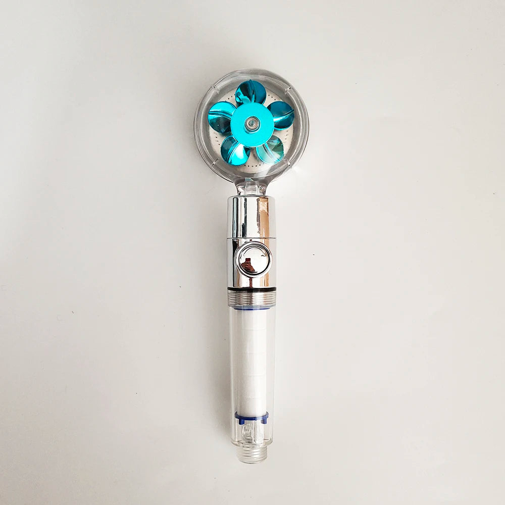 Filtered Turbo Propeller Bathroom Shower Head High Pressure Water Saving Stop Button Showerhead Water Pressure Adjustable Shower Oasis Select Sliver transparent