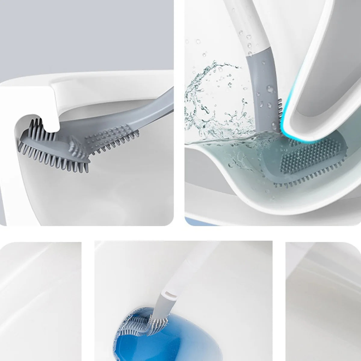 Toilet Brush with Base, Wall-Mounted Quick-Drain Cleaning Tool for Bathroom, All-Round Cleaning Brush, Soft Rubber Brush Head, Does Not Damage the Glaze, Toilet Cleaning Brush Bathroom Accessory Set Oasis Select