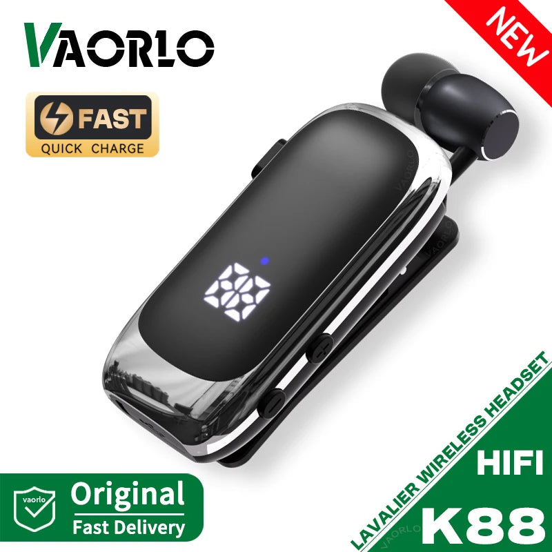 K88 Lavalier Business Bluetooth 5.4 Headphone Talk/Music Time 20 Hours, LED Digital Display,Noice Cancelling Wireless Earphones Oasis Select