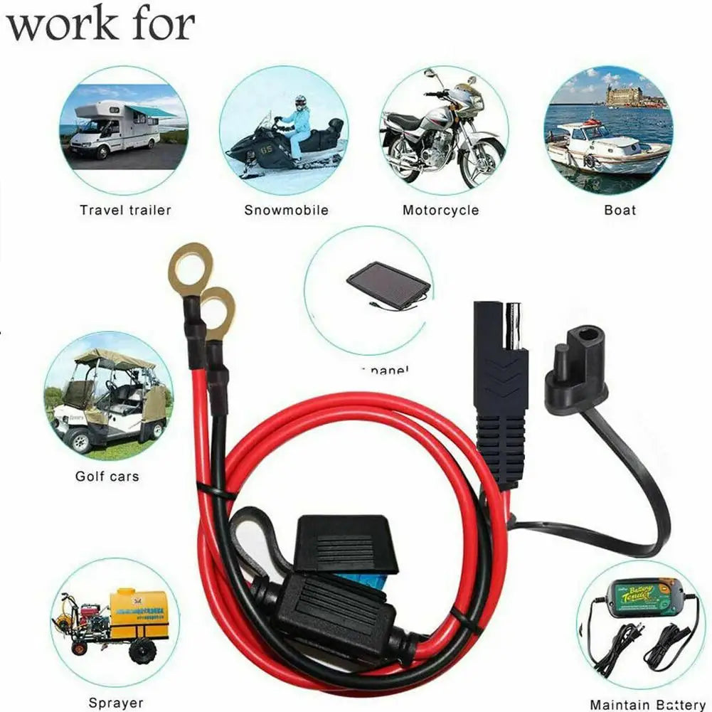 Charger Cable For Motorcycle Battery Terminal To SAE Quick Extension Cable With 10A Fuse O Connector Battery Charger Adapter Oasis Select