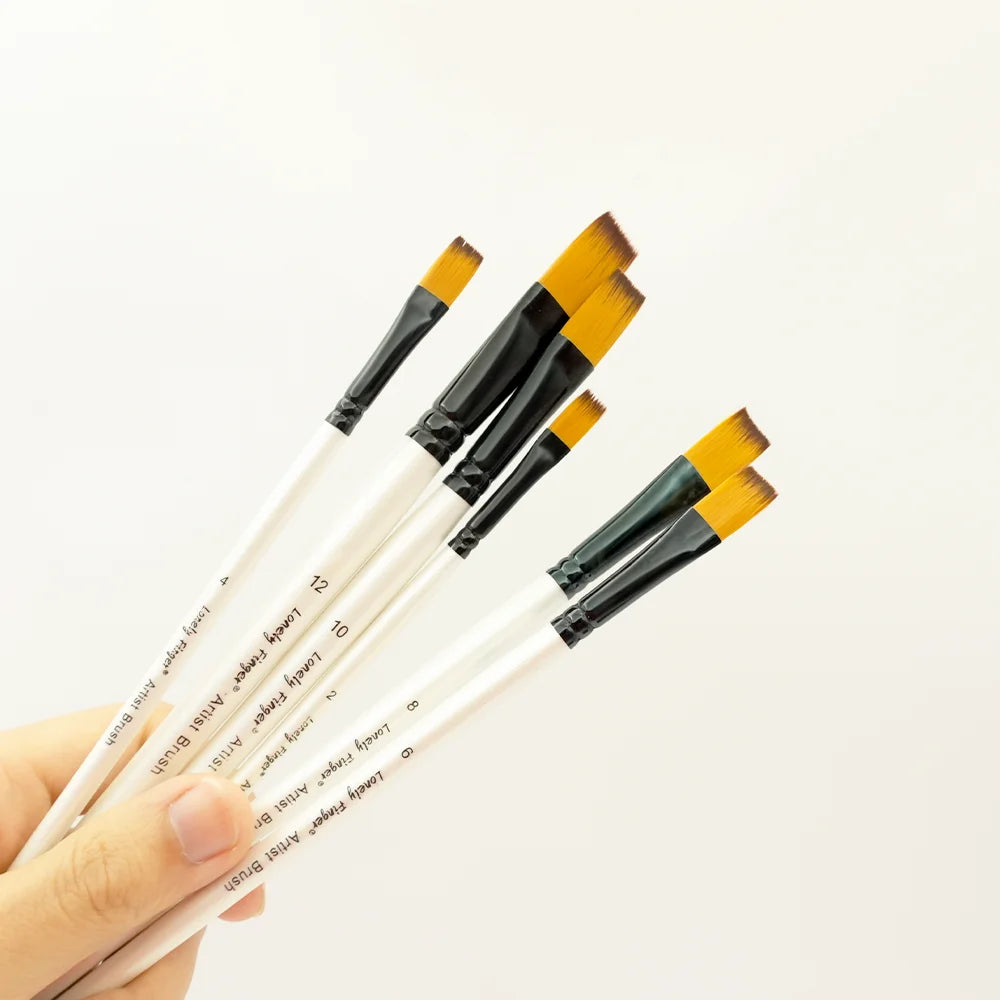 6PCS Flat Paint Brushes ,Watercolor Brush Synthetic Nylon Craft Artist Brushs for Adult Artist Oil Canvas Oasis Select