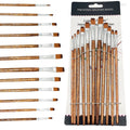 Flat Paint Brushes Set, 12pcs Nylon Professional Flat Paint Brushes for Watercolor, Oil Painting, Acrylic, Face Body Nail Art, C Oasis Select 12Brown Flat