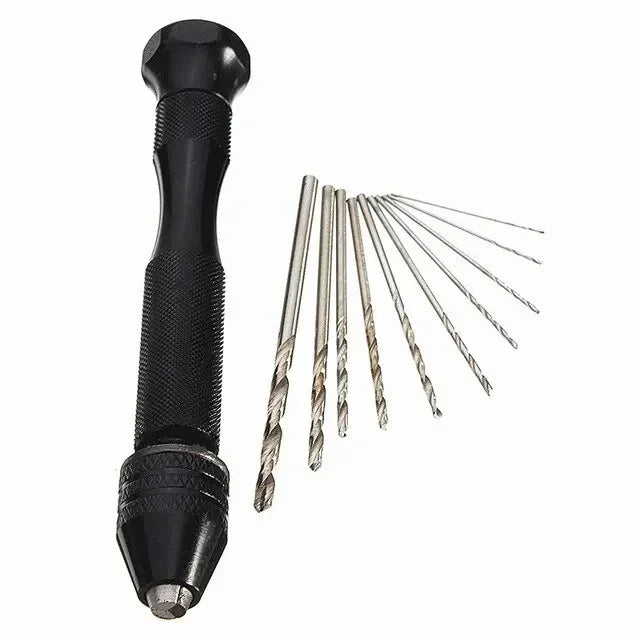 Mini Tool Set with Black Hand Twist Drill 10Pcs Fried Dough Twists Drill for Woodworking Drilling Rotary Wood Holes Tools Oasis Select Black