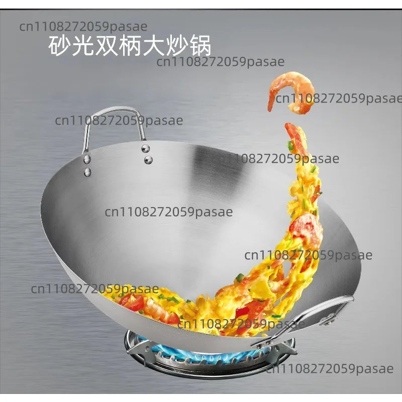 Stainless Steel Double-Ear Round Bottom Stock Pot | Kitchen Cauldron