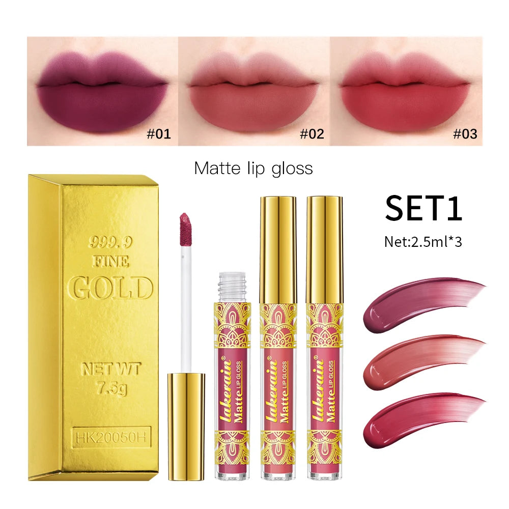 Golden Bar Luxury Lipstick Timeless Velvety Smooth Finish Intense Color Stay Smudge-Proof & Waterproof Valentines Day Gift for H Oasis Select set 1