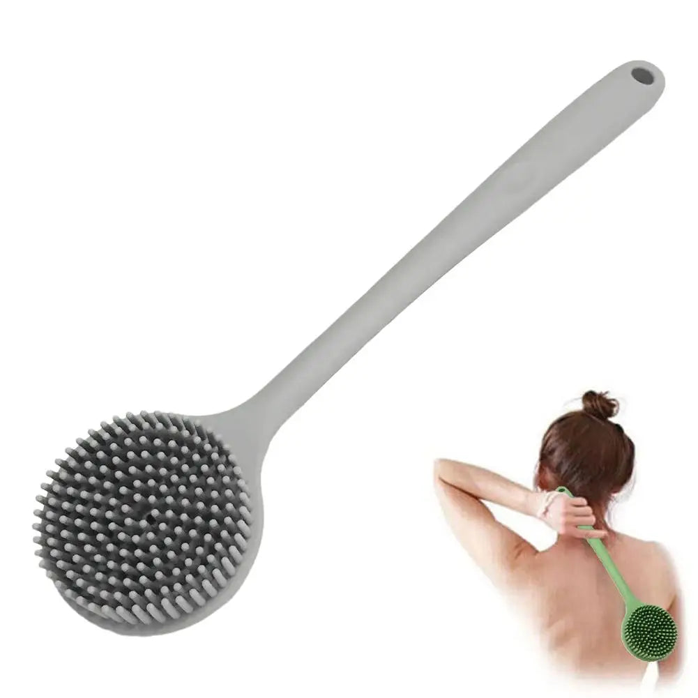 Long-Handle Silicone Bath Brush – Double-Sided Body Scrubber