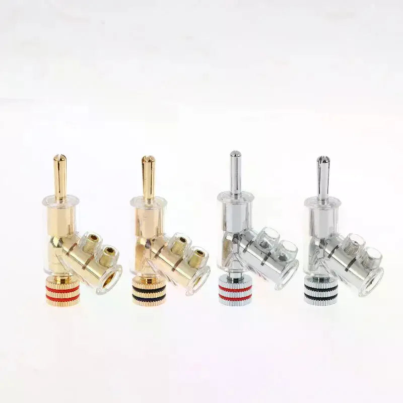 2/4Pcs HIFI Gold/Rhodium Plated Lockable Speaker Cable Banana Plug Connector Self-locking Audio Accessories Oasis Select