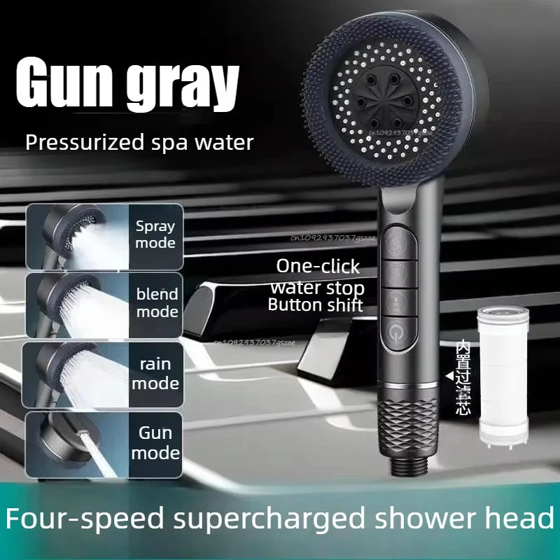 Shower Head Adjustable High Pressure Faucet Filter for Shower Spray Nozzle with Hose Bathroom Showers Accessories Oasis Select Grey shower head