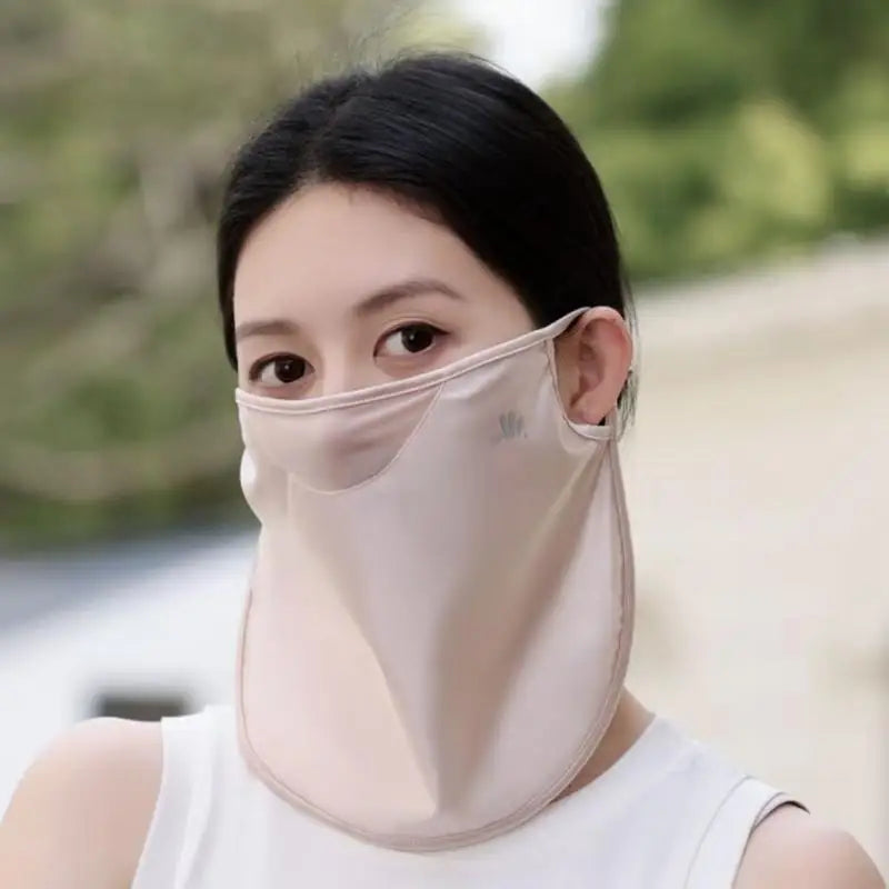 Ice Silk Women Face Mask UV Defense Elegant Neck Cover Lightweight Outdoor Sun Protection for Driving Oasis Select Pink