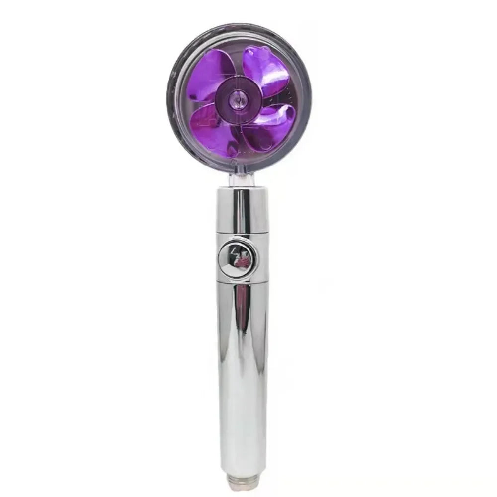 Shower Head Water Saving Flow 360 Degrees Rotating With Small Fan ABS Rain High Pressure spray Nozzle Bathroom Accessories Oasis Select PURPLE