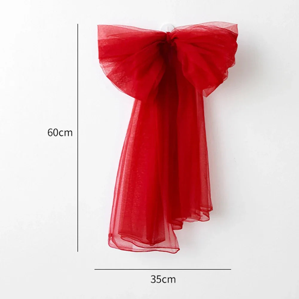 Christmas Tree Top Decoration 60cm Bowknot Style Made from Mesh Yarn for Seasonal Holiday Use on Trees Garlands and Wreaths Oasis Select Deep red China Mainland